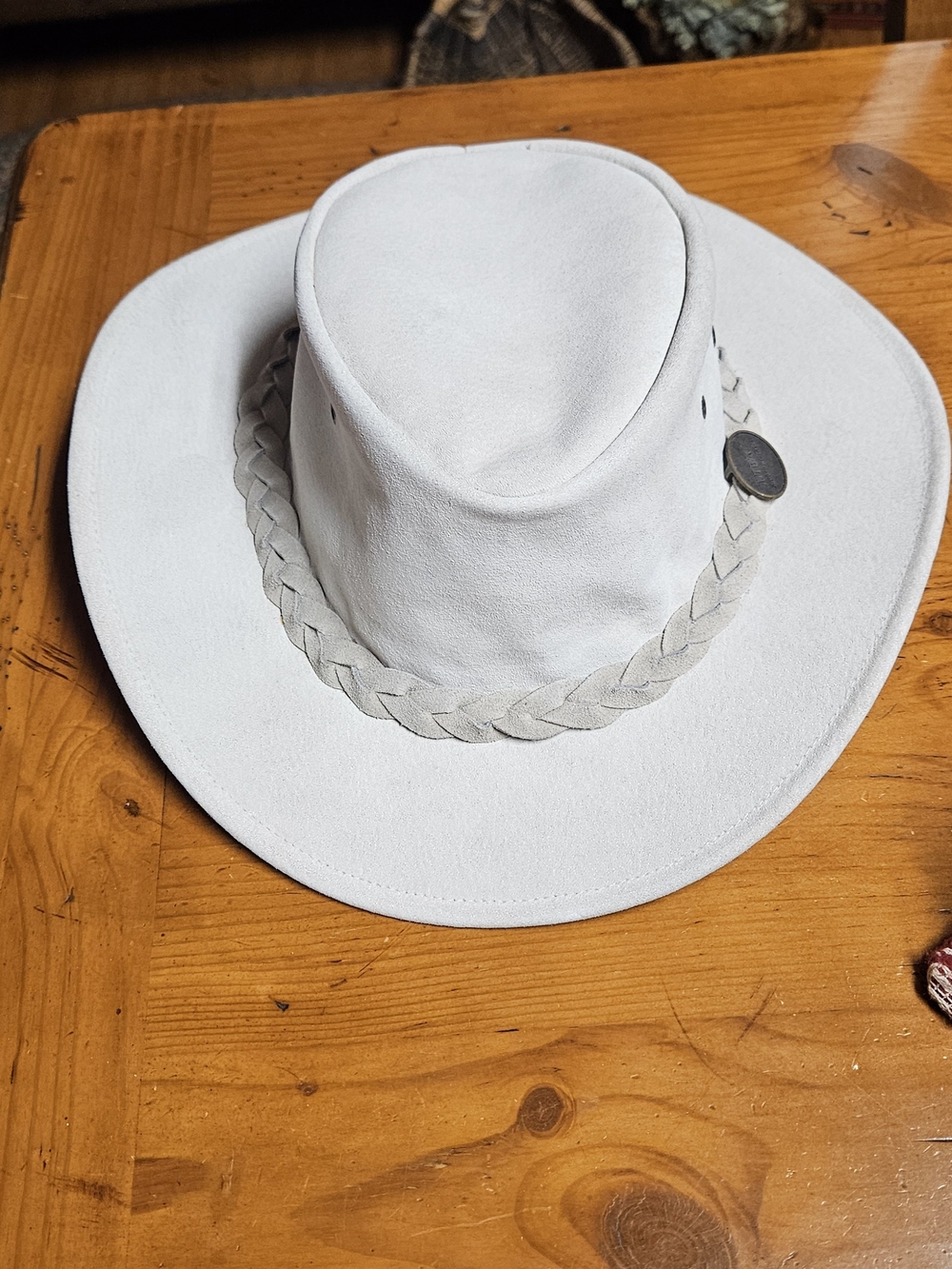 Outback Survival Gear Kangaroo Leather Beige Men's Braided Band Hat
